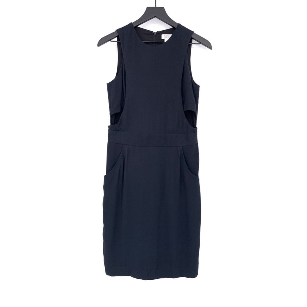 BARNEYS NEW YORK Cut Out Sheath Dress Navy Blue 6